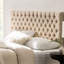 Tête de lit beige pour lit grand, avec tête de lit contemporaine, revêtement en tissu, look de chambre à coucher moderne, assemblage inclus-1199571036