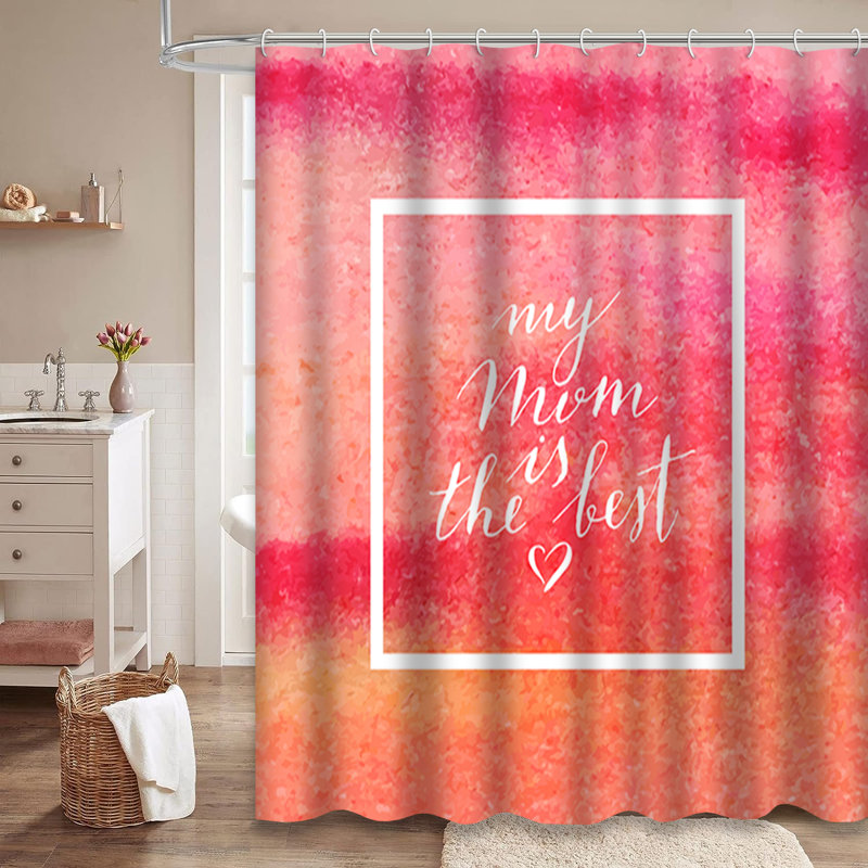 Rideau de douche à aquarelle avec 12 crochets Best Mom Mother's Day, L 72 po x l 84 po