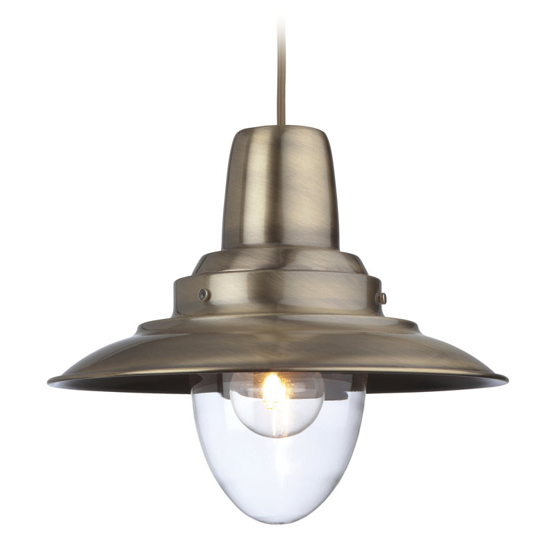 Fisherman 1 - Light Cone Pendant, Antique Brass / Clear Glass