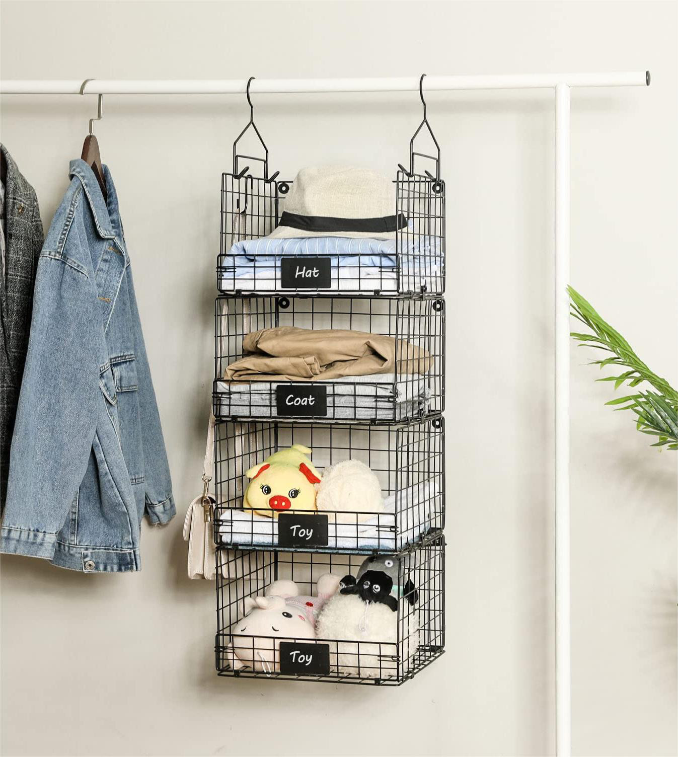 Wetheny Lot De 4 Paniers Métalliques Noirs à Fixation Murale – Panier De Rangement En Métal Pour