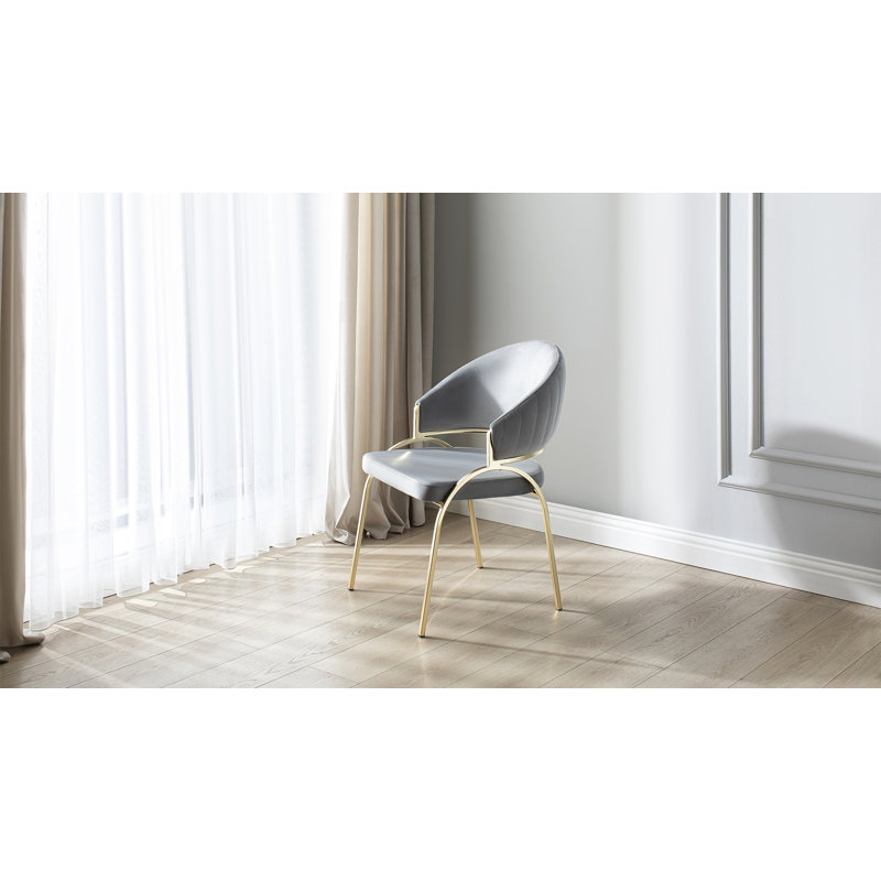 Ensemble de 2 chaises de style contemporain en velours luxueux, Velours beige, Argent argent