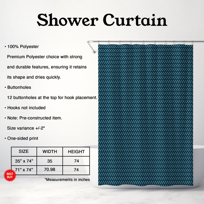 Rideau de douche standard 1 pièce Organic Teal, H 74 po x l 71 po