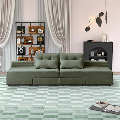 Xairexis 111" Modern Convertible 3-in-1 Sleeper Sofa And Sectional With Storage