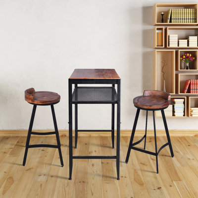Abrem Pine Solid Wood Top Four Leg Dining Set