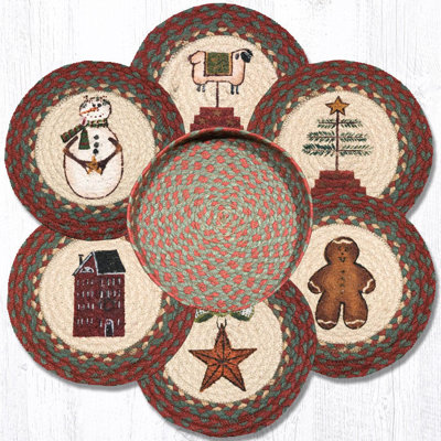 Tapis de table en jute tressé 10 po x 10 po Earth Rugs Winter