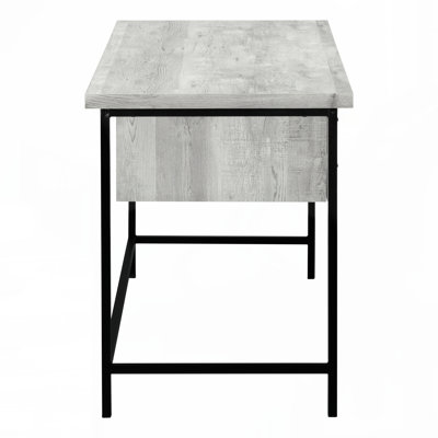 Bureau d'ordinateur, bureau personnel, ordinateur portable, tiroirs de rangement, l 55 po, travail, stratifié gris, métal noir, contemporain,