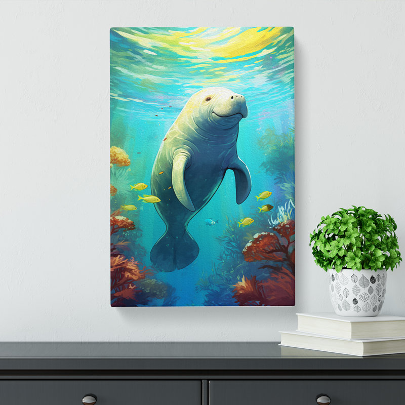 Manatee Nouveau - Print, 76cm H x 50cm W x 3cm D