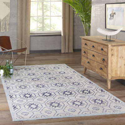 Tapis bleu / gris Santorini