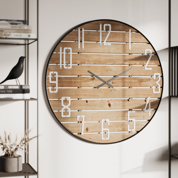 Gracie Oaks Lorena Round Wood Farmhouse Wall Clock | Wayfair