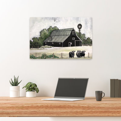 Stay Or Go Abstract Contemporary Cow Landscape Summer Art