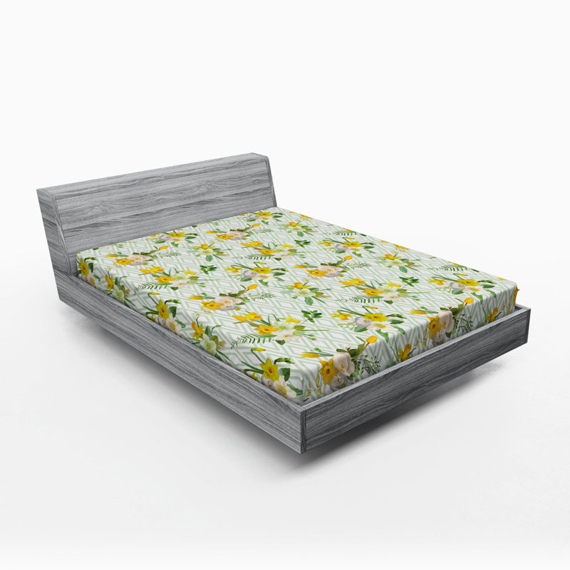 Microfiber Floral Fitted Sheet, Queen Fitted Sheet