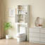 Armoire de rangement au-dessus de la toilette avec 2 portes de grange, porte-papier hygiénique et conception compacte pour l'organisation de la salle de bain