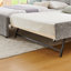 Lit double tapissier pleine grandeur à rayures verticales avec dossier haut rembourré, lit gigogne caché simple ou double pour chambre à coucher et chambre d'amis, chenille-132909312-132909314
