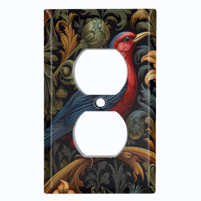Couvercle de plaque d'interrupteur en métal; Bascule à 4 bandes US standard - Portrait d'oiseau