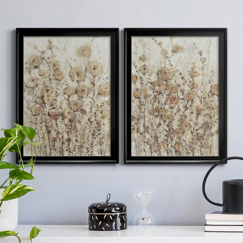 «Garden Edge I», ensemble de 2 peintures sur toile encadrées, Noir, H 24,5 po x l 18,5 po x P 1 po