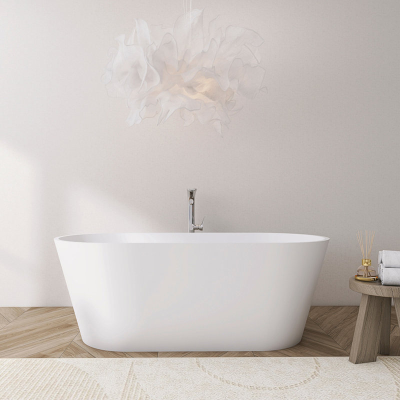 Baignoire de trempage autoportante de 71 pouces à surface solide pour salle de bain