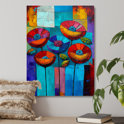 «Bright Blossoming Minimal Wildflowers III», reproduction sur toile