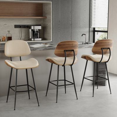 Upholstered Faux Leather Counter Stool