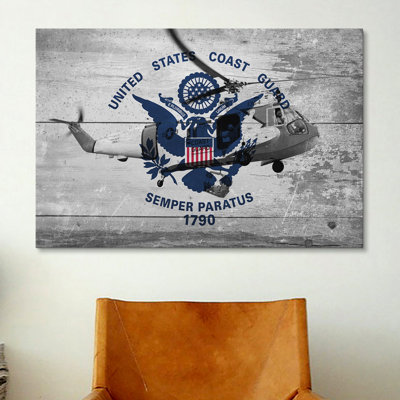 Drapeau de la garde côtière, garde-côtes rétro avec planches de bois, impression sur toile
