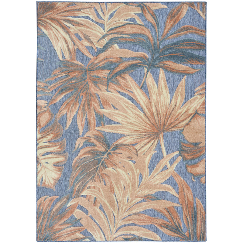Clemencio Blue Rose Modern Rug, Rectangle 3'6" x 5'6"