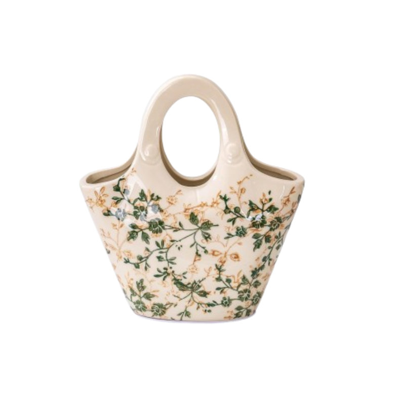 Forme de sac à main floral en céramique 9 po