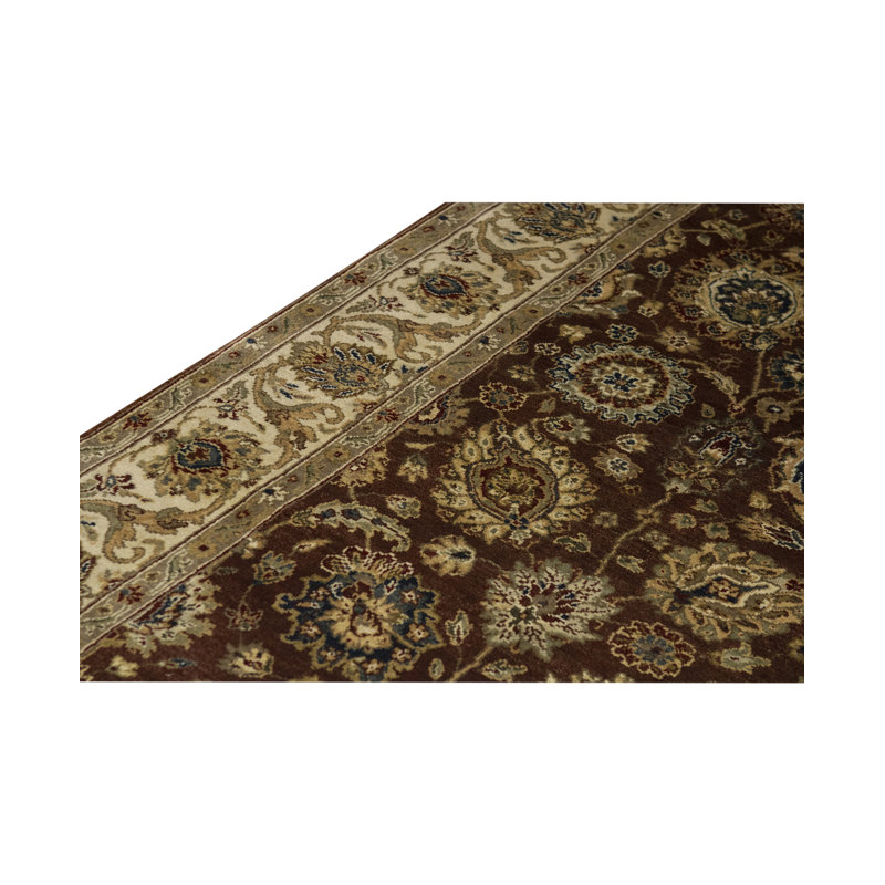 Tapis rouge et ivoire noué à la main de haute qualité