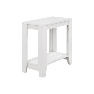 White Two - Tier Nightstand With Thick Panel For Office Breakroom, 23.29 Inches Long Transitional Accent Table In Bedroom Bedside Decor, Depth