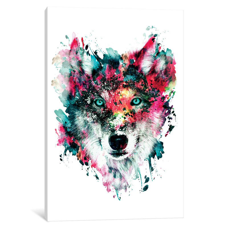 « loup ii », impression sur toile, H 26 po x l 18 po x P 1,5 po, Toile tendue, Pas de tapis