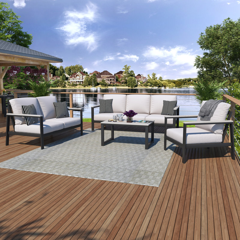 Townsend 5 Piece Sofa Seating Group with Sunbrella® Cushions, Sunbrella Canvas Natural