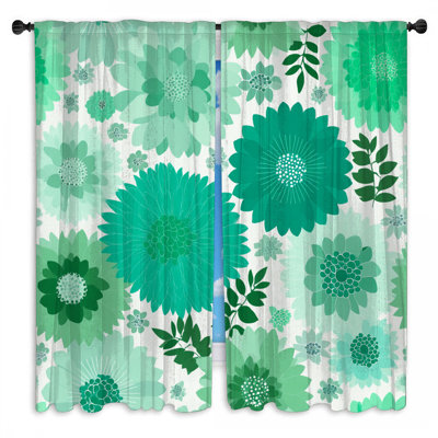 Floral Window Curtains  Nature Sheer & Room Darkening - 2 Panels