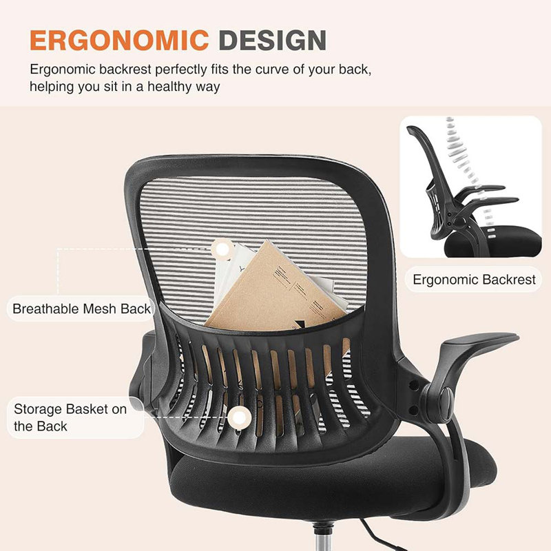 Game Chair, Ergonomic Mid-Back Mesh Rolling Work Swivel Task Chairs With Wheels, Comfortable Lumbar Support, Black, Black