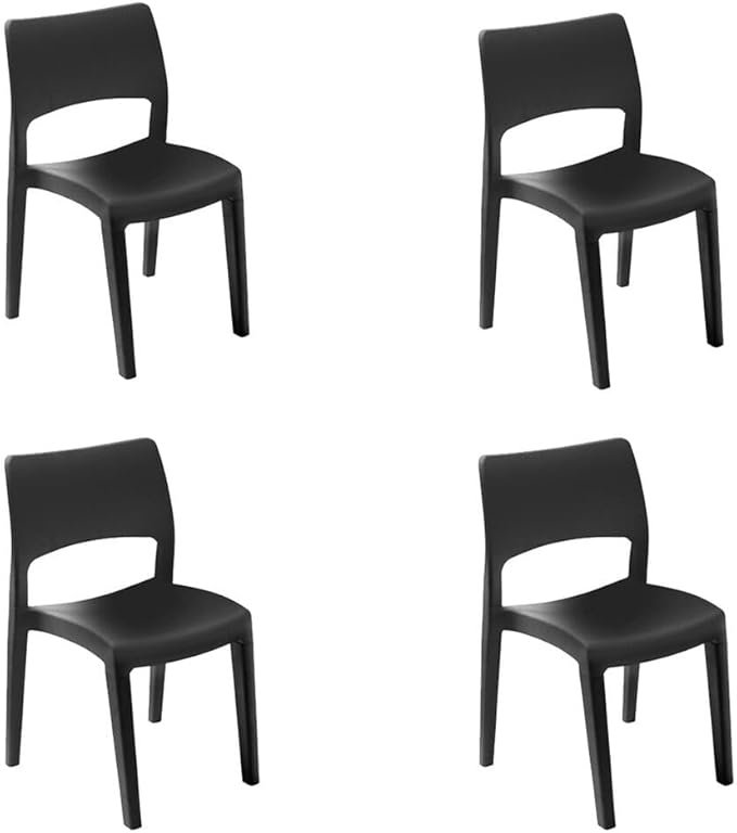 Crompond Stacking Patio Dining Armchair, Black