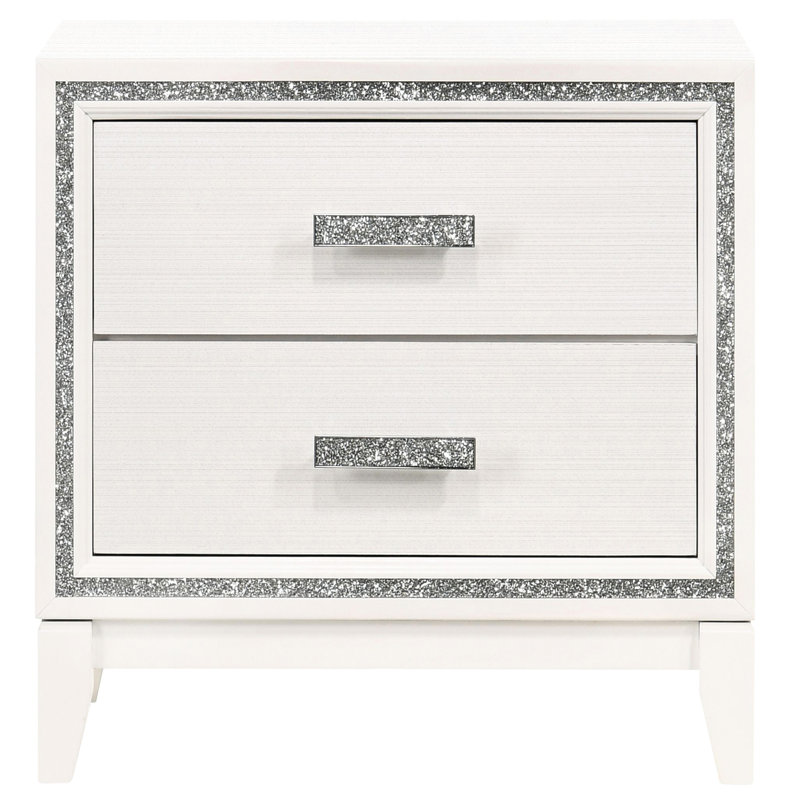 Table de chevet Ahriella White Modern - généreuse et sécuritaire avec rangement