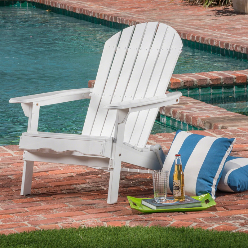 Angeliz Wood Outdoor Lounge Chair, White