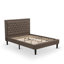 Ensemble de lit 2 pièces - 1 tête de lit rembourrée en tissu de lin brun et tête de lit capitonnée à boutons avec 1 table de chevet pour la chambre à coucher - Table de chevet au fini crème au beurre brossé-1113314383-1113314384