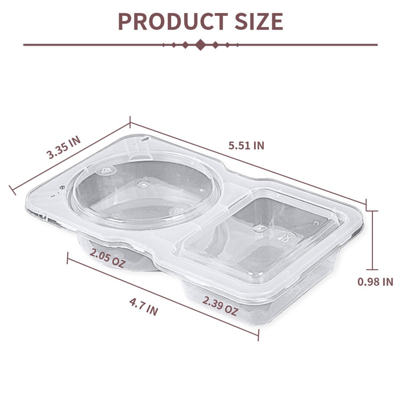 50Pcs Double Compartment Condiment Container With Lids, Mini Plastic Snack Containers,BPA Free,Microwave Safe,Leakproof Food Storage, To Go Food Containers,Take Out Sauce Container