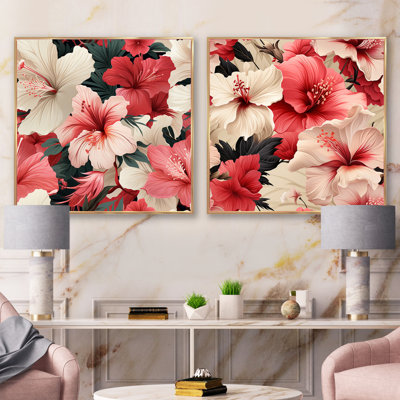 Chestle - Ensemble de 2 collages carrés floraux