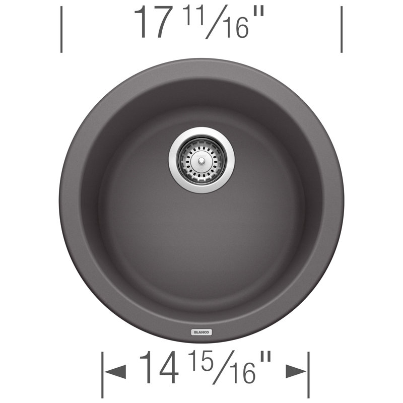 Rondo SILGRANIT 18" L x 18" W Drop-In/Undermount Bar Sink, Cinder