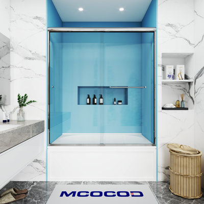 Opal Mirage MCOCOD 60" W x 60" H Double Smooth Sliding Semi-Frame Tub Door with Clear Glass