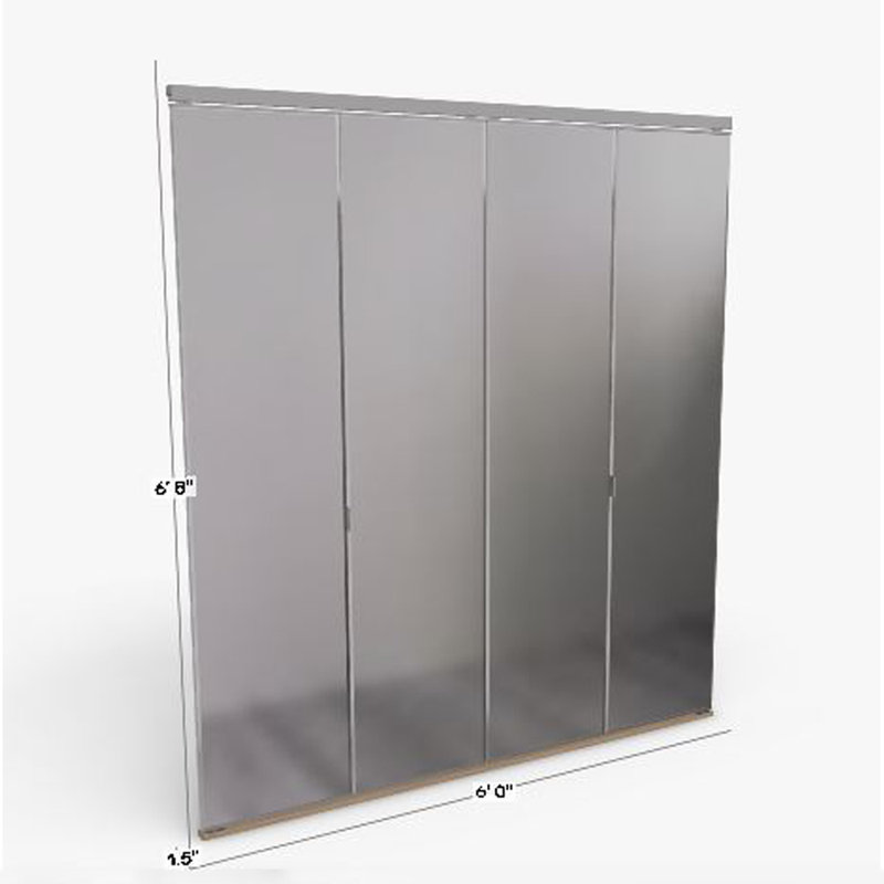 Porte pliante en miroir, Chrome, 72 po x 80 po, Biseauté