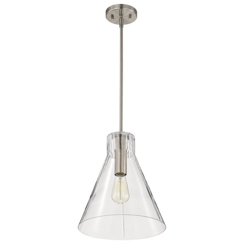 Luminaire suspendu 1 lumière Anine Gianna, H 14 po x l 12 po x P 12 po, Nickel brossé
