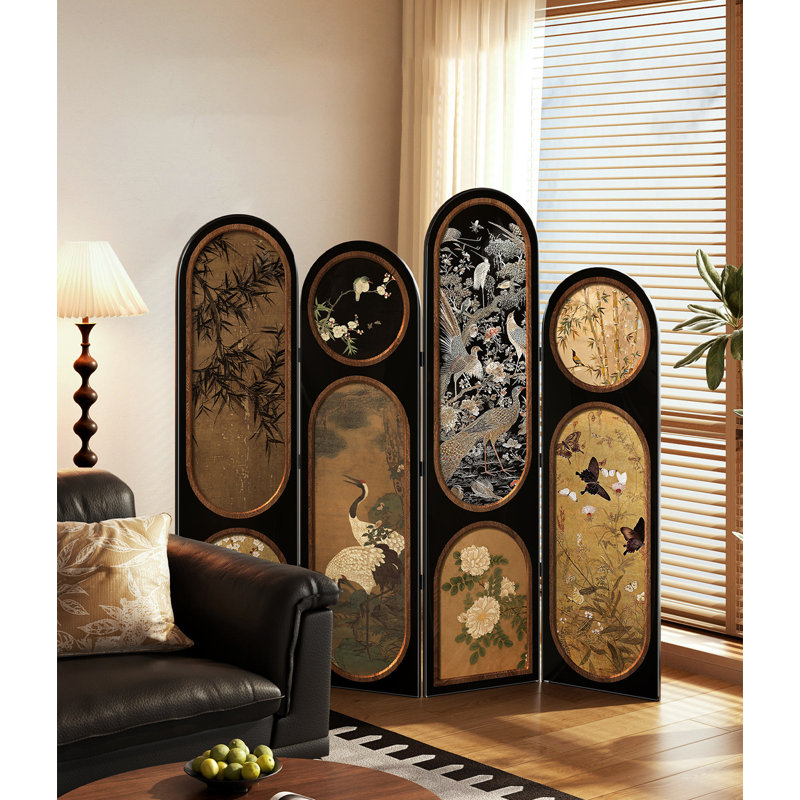 Paravent de salon arqué en porcelaine Mid-Century, Black