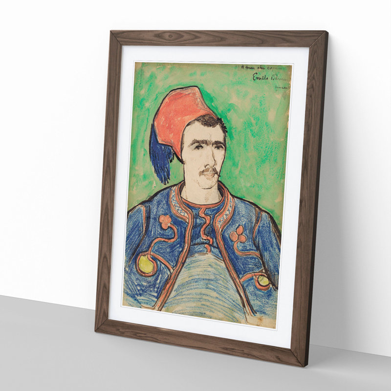 The Zouave by Vincent Van Gogh - Picture Frame Painting, 48cm H x 36cm W x 2cm D, Walnut