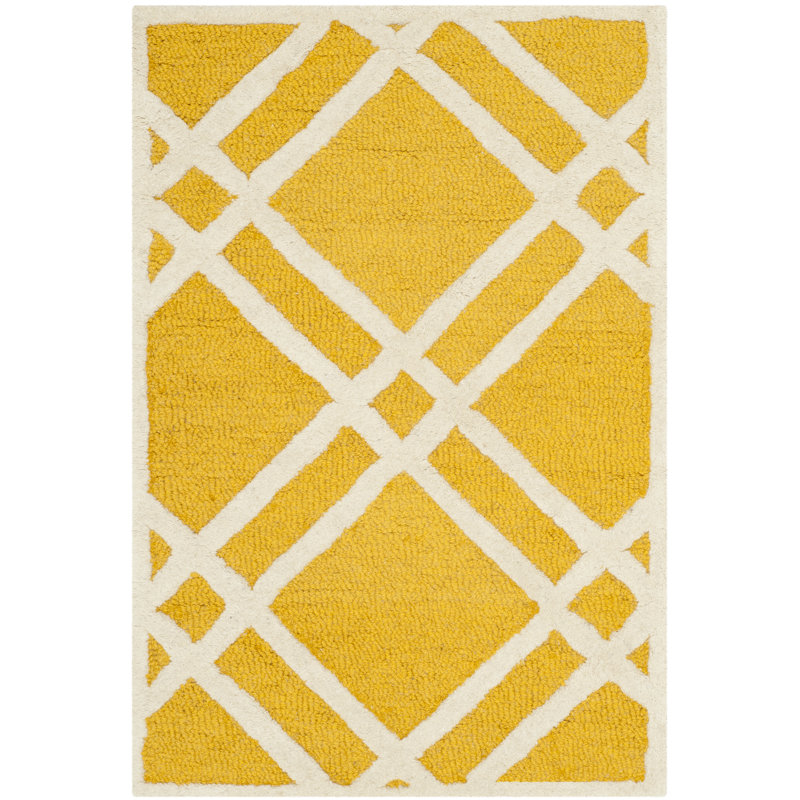 Deedgra Hand Tufted Wool Geometric Rug, Rectangle 2'6" x 4'