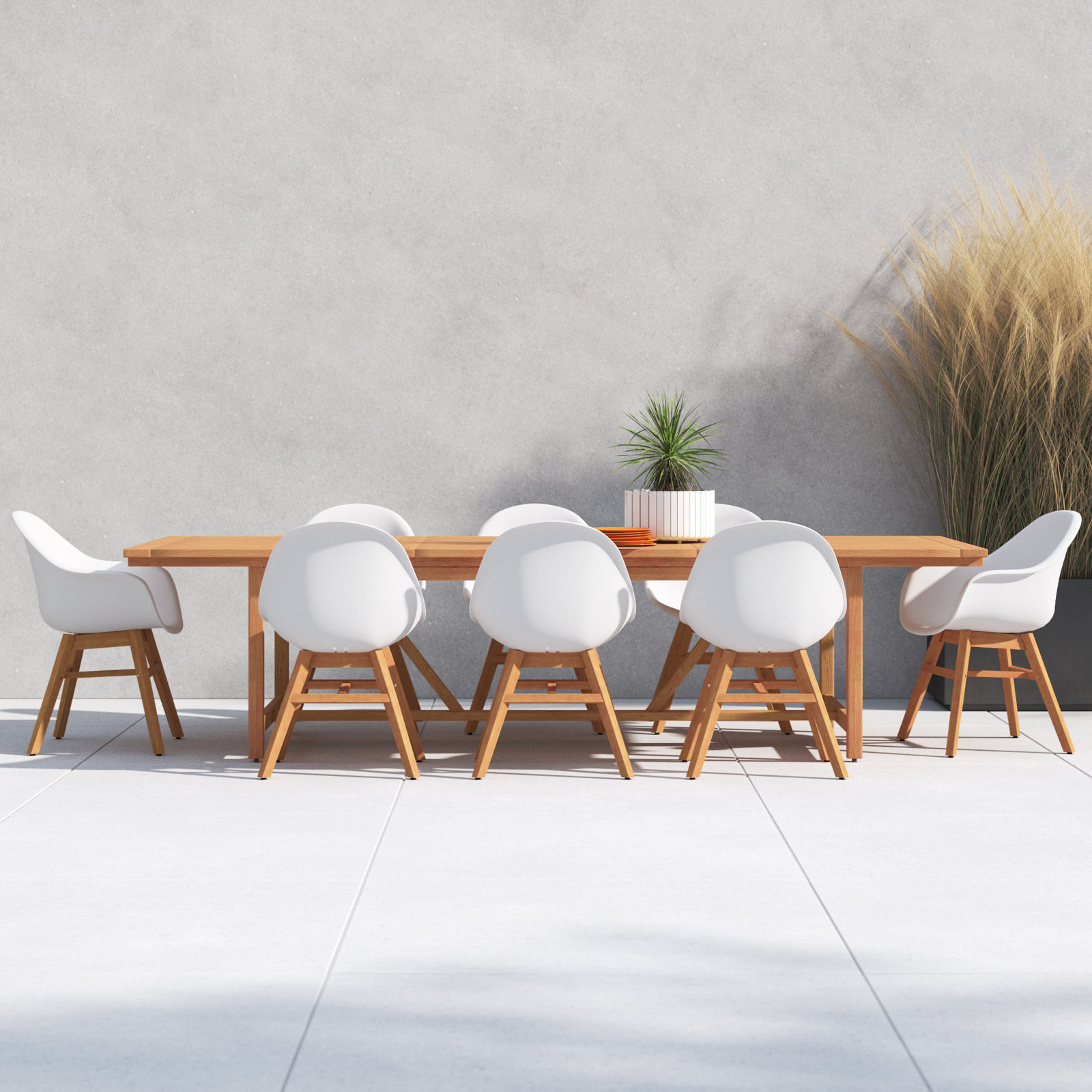 Anautica 118'' Rectangular 8-Person Outdoor Dining Set, Teak