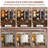 Makeup Vanity Desk with Mirror & Adjustable LED Lights, Modern Vanity Table with Open Shelves & Acrylic-Door Cabinets-1195087666