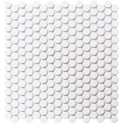 Glossy White 1x1 Penny Round 12X12 Porcelain Mosaic Wall & Floor Tile