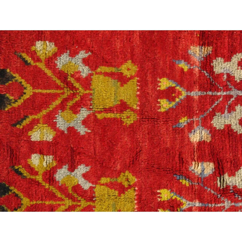 Kutluhan Cotton Oriental Area Rug in Red
