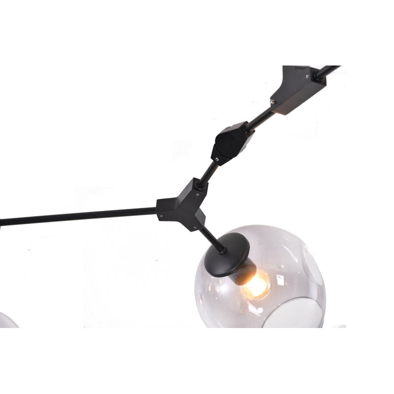 Lustre linéaire transitionnel en verre fumé 7 lumières