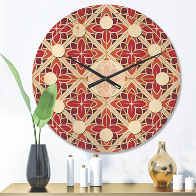 Horloge murale en bois à motif floral VI